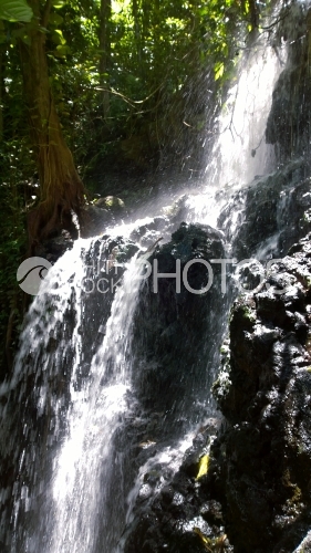 Cascade d'eau dans les jardins de Vaipahi