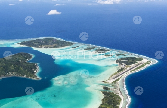 Bora Bora, vue aérienne du lagon et aéroport