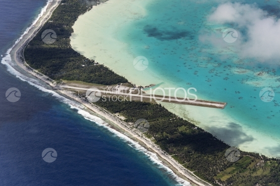 Aerial view of airport of Maupiti