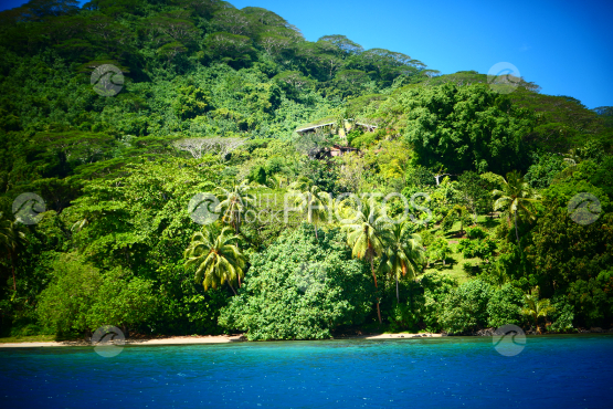 Coast line and lagoon of Huahine