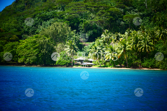 Coast line and lagoon of Huahine