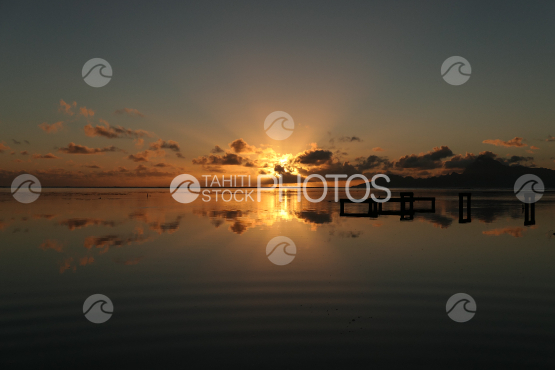 Sunset on Moorea, shot from a beach of Tahiti