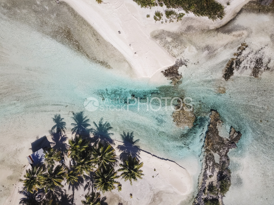 Vue aérienne d ilots le lagon de Tikehau à la verticale
