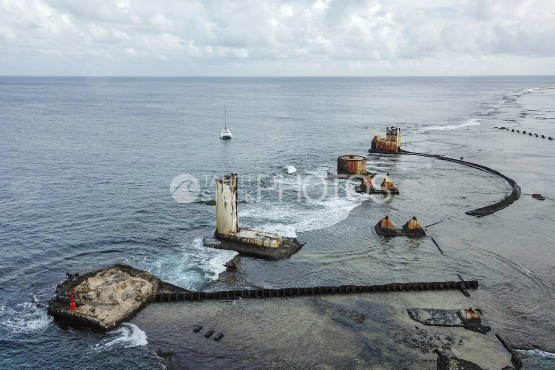 Makatea, vue aérienne du vieil embarcadère