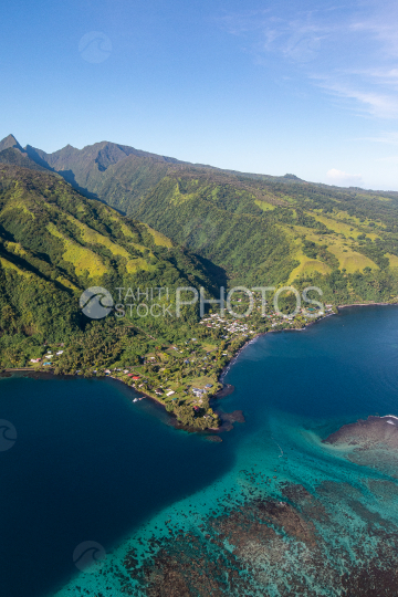 Peninsula of Tahiti, aerial photography of north coast of Tahiti Iti