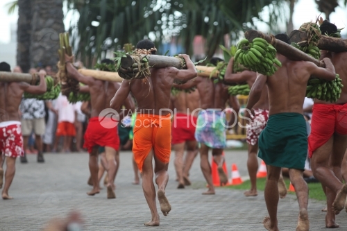 Concours de porteurs de fruits du Heiva de Tahiti, course à pied