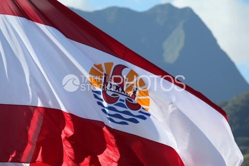 Polynesian Flag And Mountain, Drapeau Polynésien 
